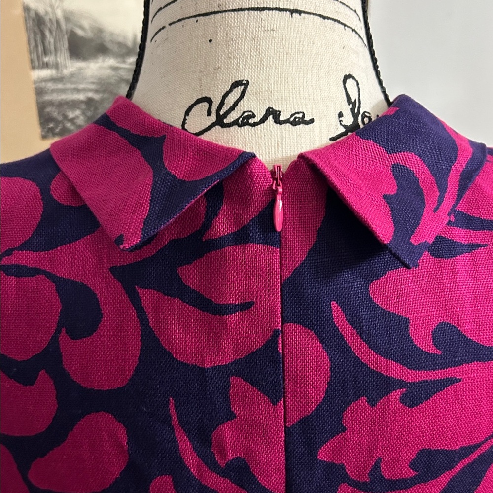 Talbots Magenta and Navy Floral Dress, 4P Lined Excellent Condition - Picture 3 of 7